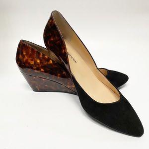 Audrey Brooke Tortoise and Suede Wedge Heels
